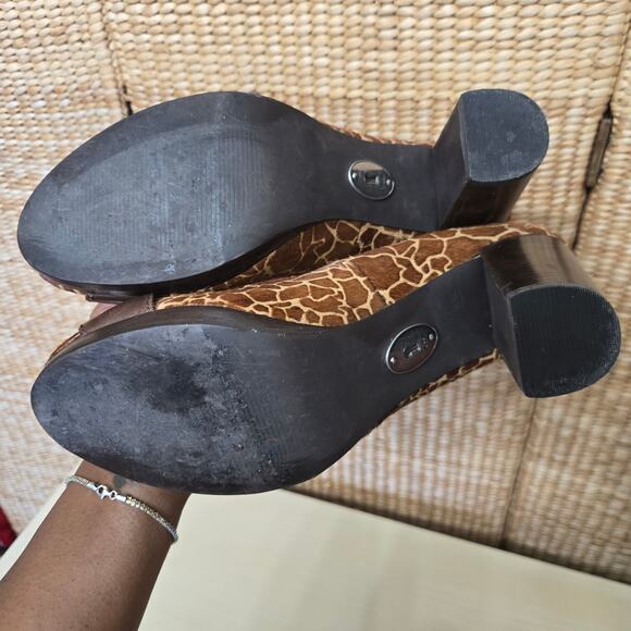 Fossil Womens Y2K Maddox Giraffe Print Calf Hair Buckle Chunky Block Heels 11 - Picture 11 of 11